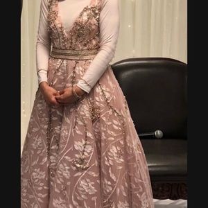 Rose colored evening gown